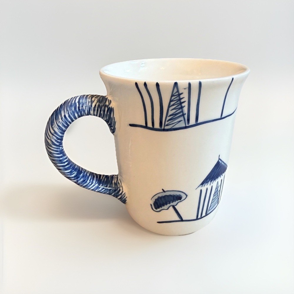 Hand painted For Starbucks Coffee Mug White‎ And Blue Stickhouse
